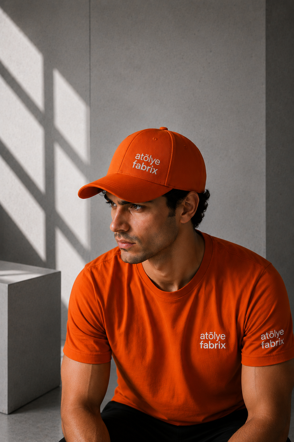 Embroidered Logo Orange Cap