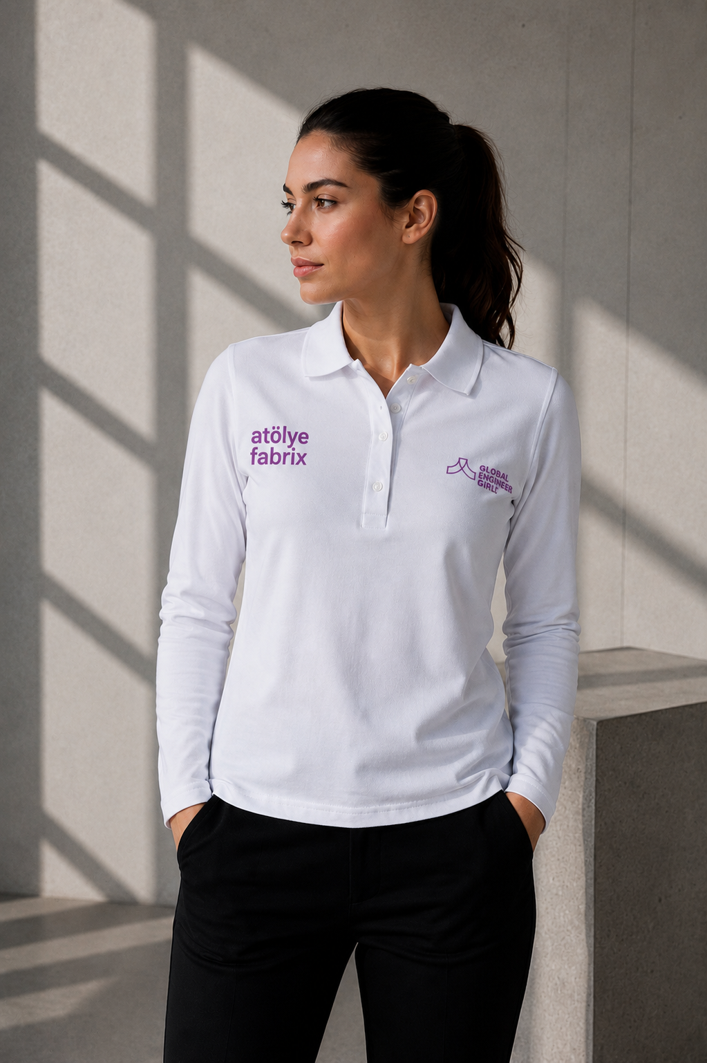 Women's Long Sleeve Polo Neck T-Shirt