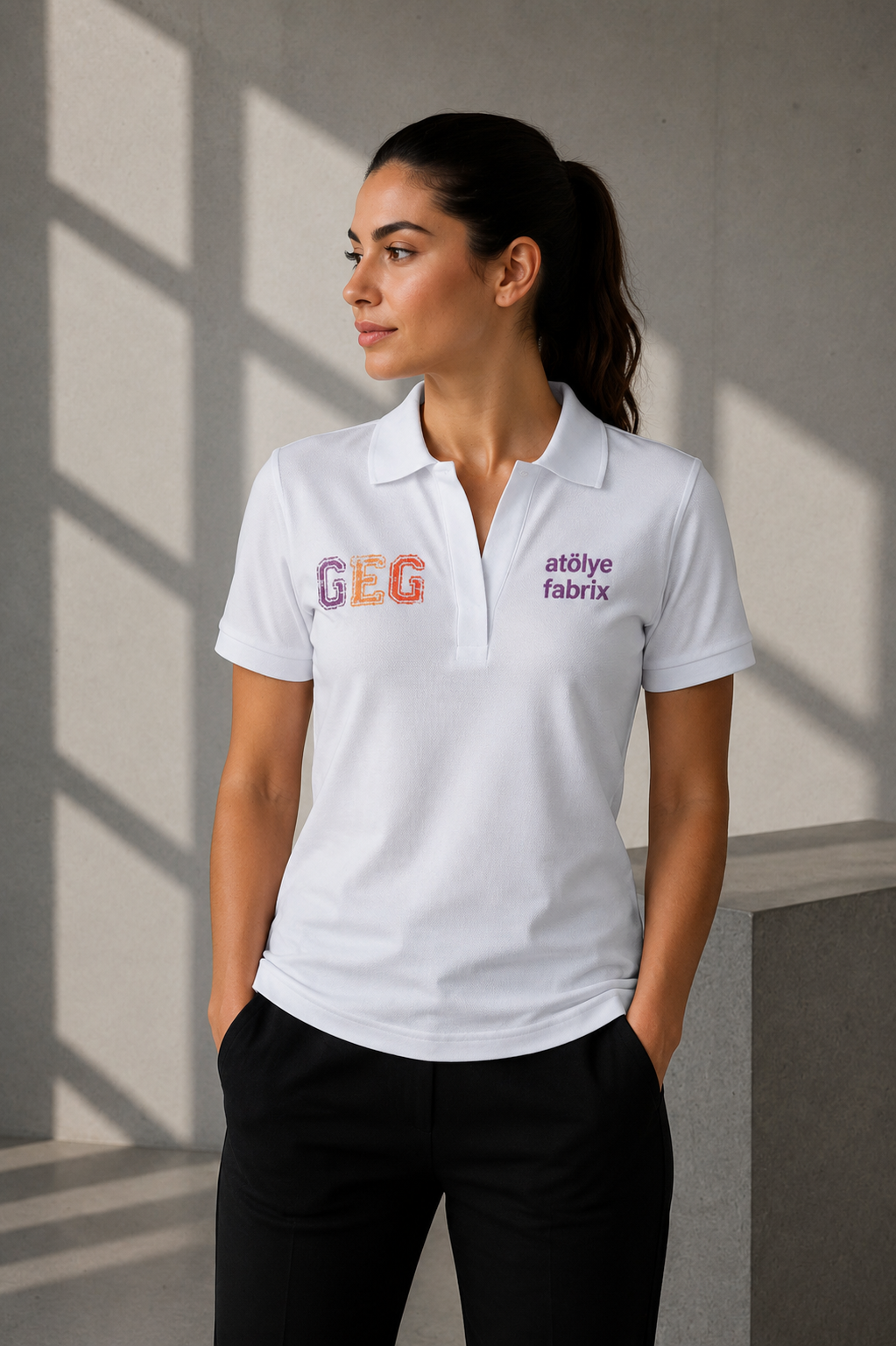 Women's Short Sleeve Polo Neck T-Shirt